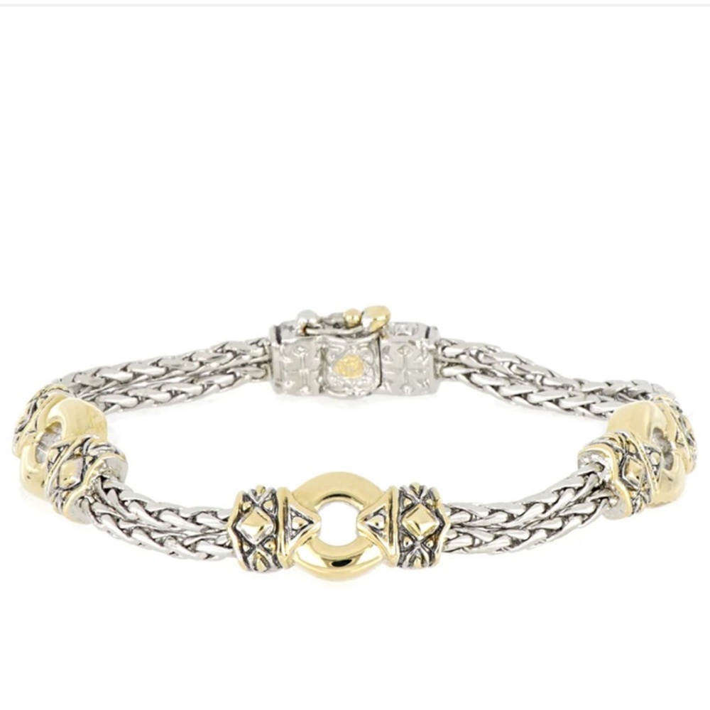 John Medeiros Antiqua Gold Circle Three Station Bracelet